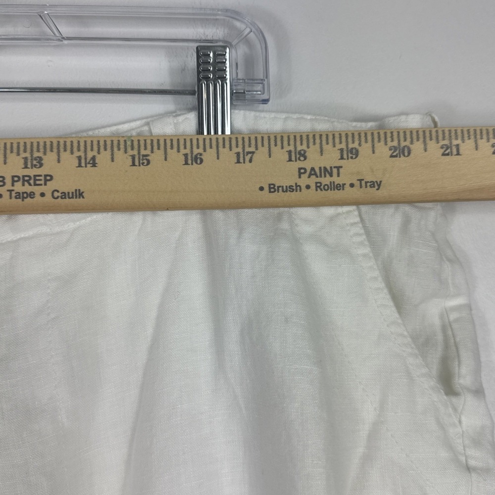 St. John's Bay Capri Pants Women's 20W White 100% Linen Drawstring Wide Leg - Picture 10 of 12